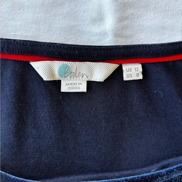 Boden Navy Blue Velvet Long Sleeve Top US 8 UK 12 Stretch - Picture 5 of 10